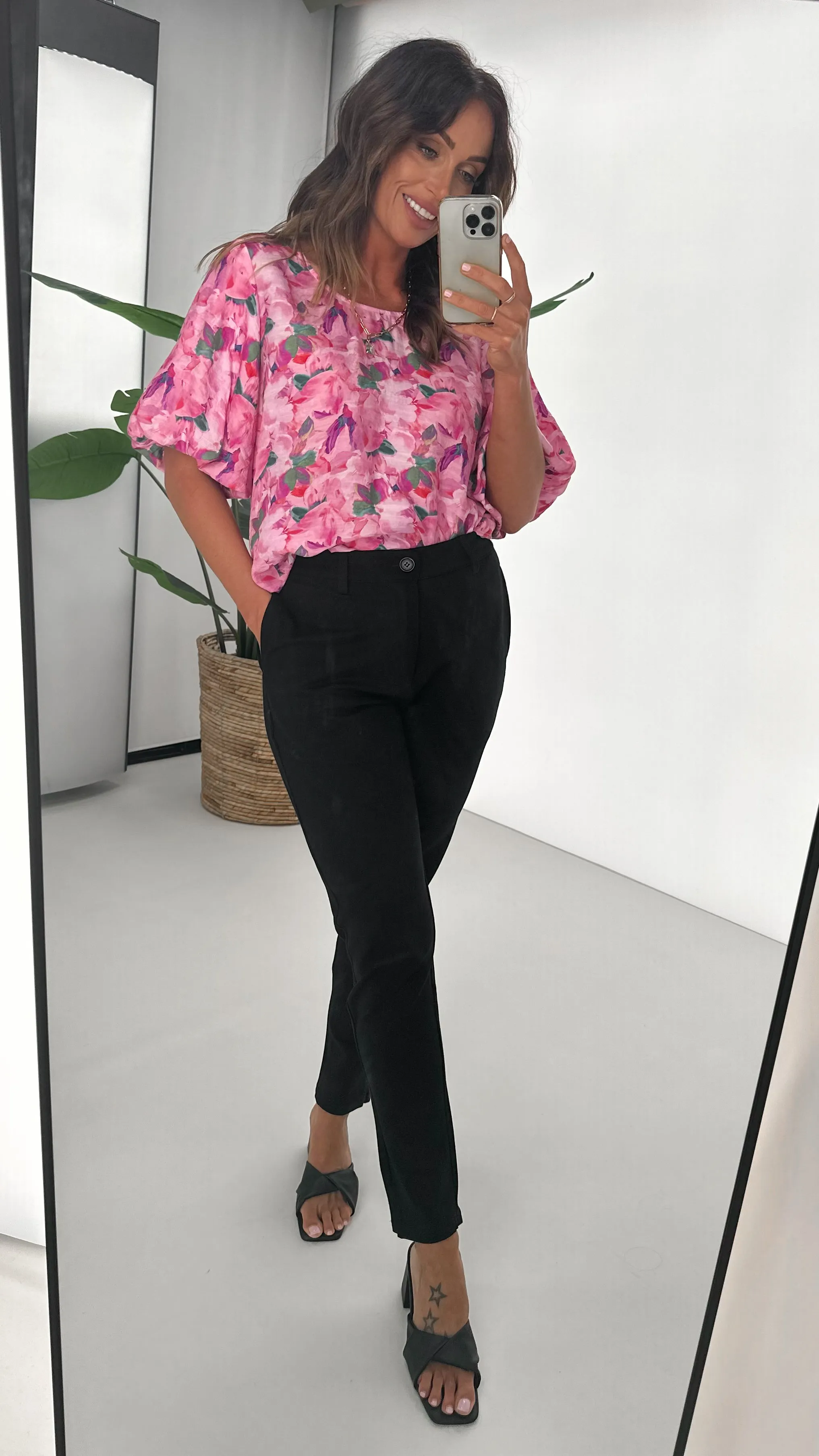 Gloss by Shine On Winslet Puff Sleeve Top Watercolour Floral sold by Shine On product image thumbnail 4