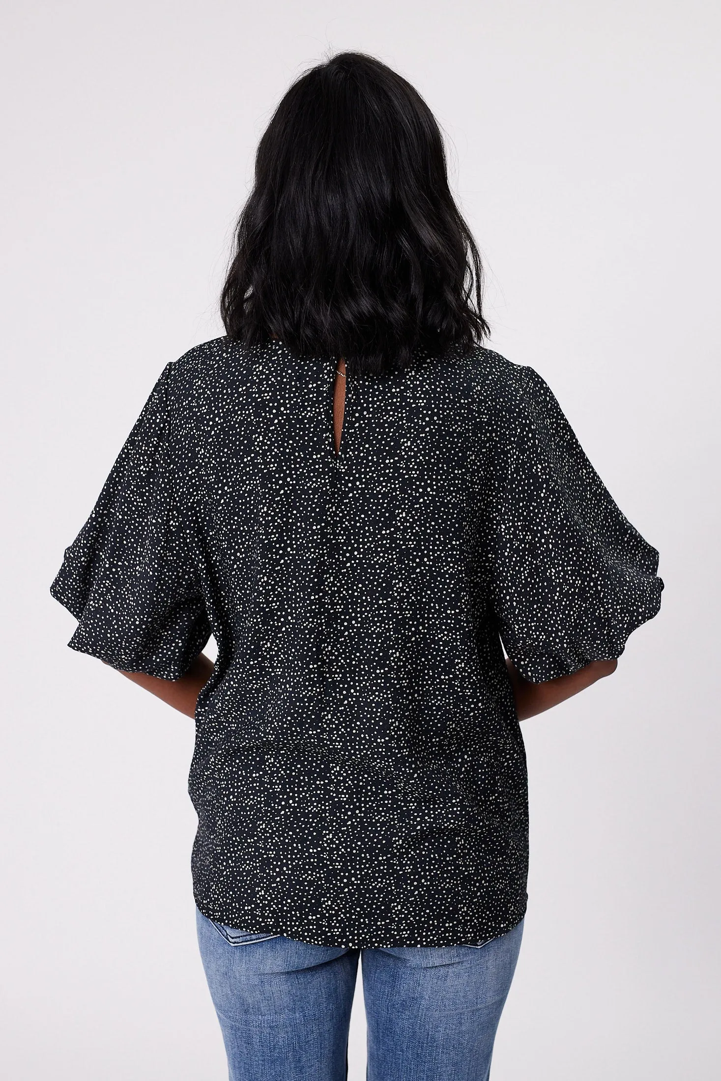 Gloss by Shine On Winslet Puff Sleeve Top Midnight Spot Print sold by Shine On product image thumbnail 5