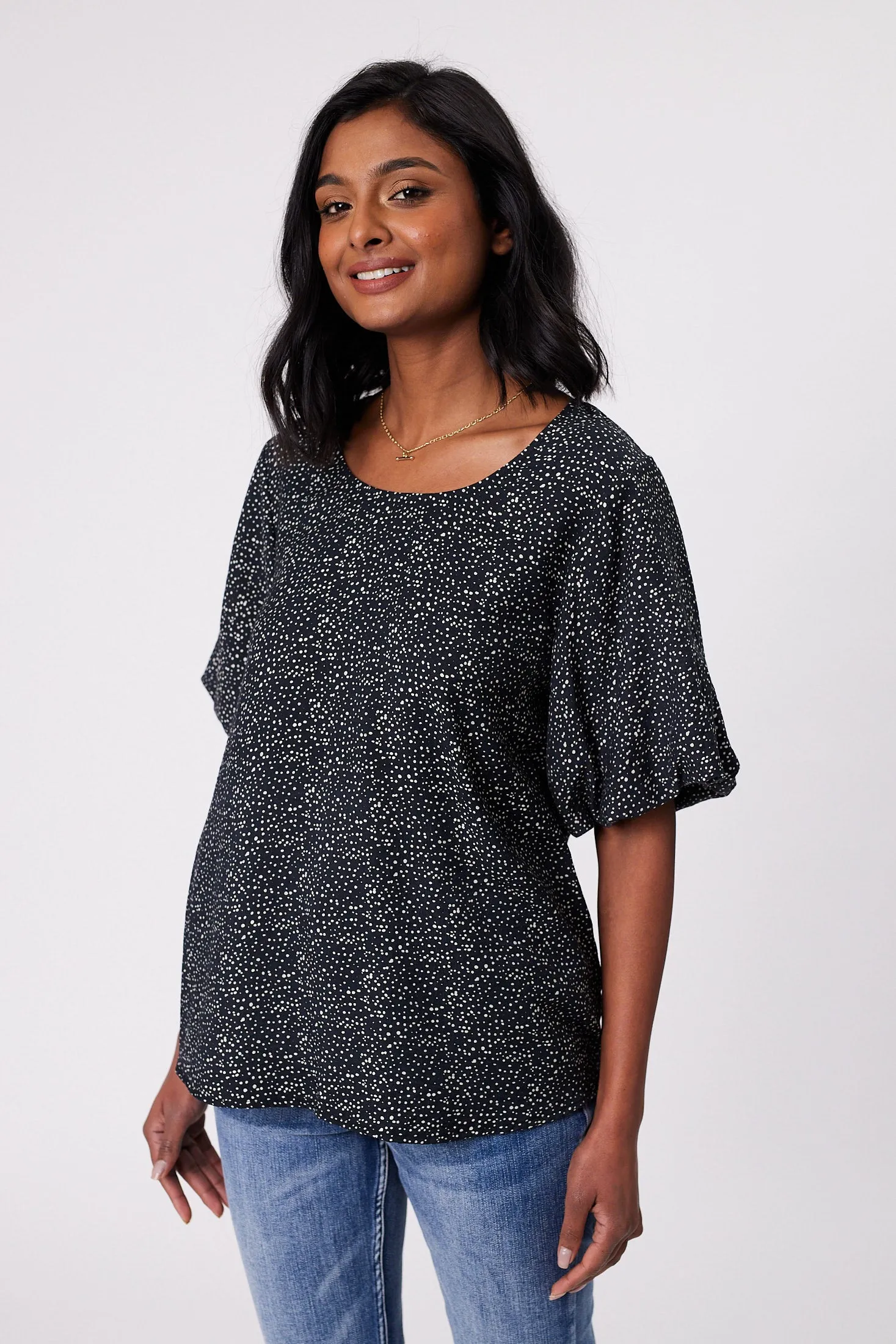 Gloss by Shine On Winslet Puff Sleeve Top Midnight Spot Print sold by Shine On product image thumbnail 3