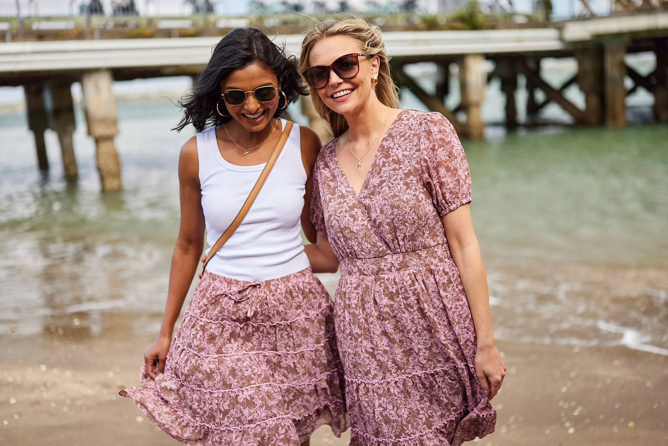 Gloss by Shine On Sapphira Mini Dress Brown Pink Floral sold by Shine On product image thumbnail 4