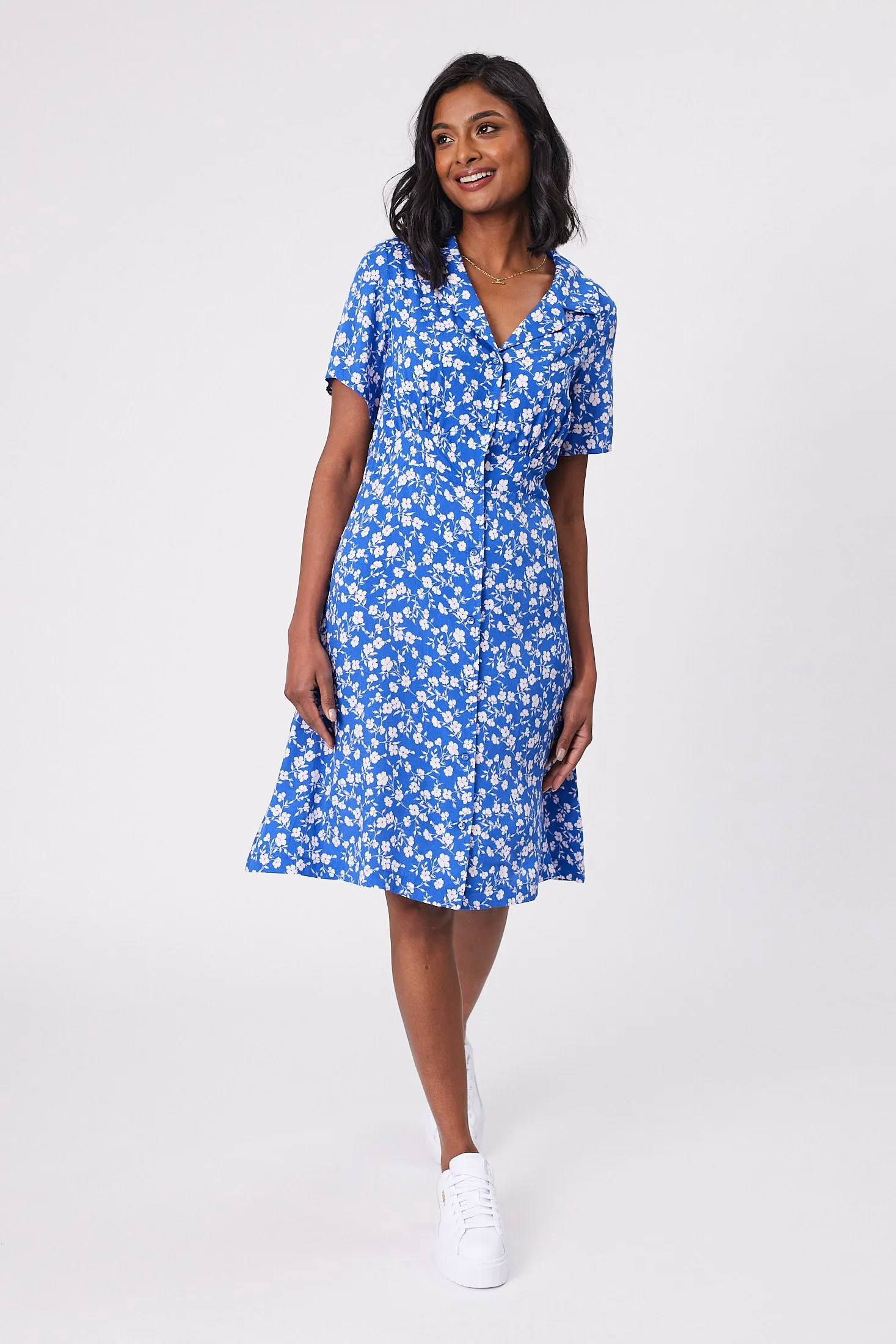 Gloss by Shine On Aurora Dress Blue Floral sold by Shine On