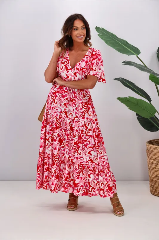 Fria Carmen Maxi Dress Red sold by Shine On
