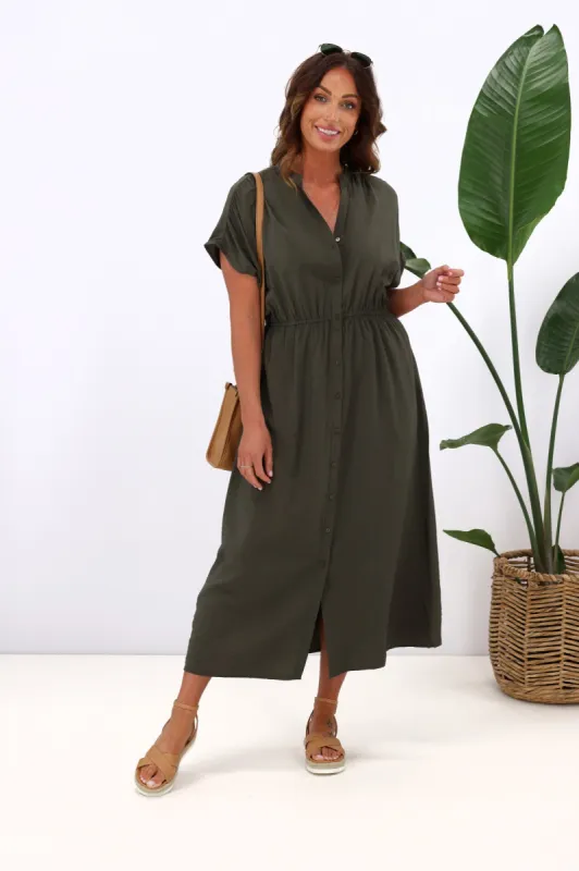 Betty Basics Simone Dress Olive sold by Shine On