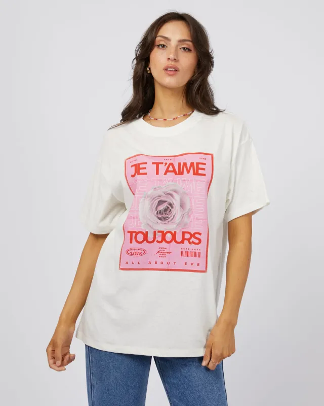All About Eve Je T'aime Oversized Tee Vintage White sold by Shine On