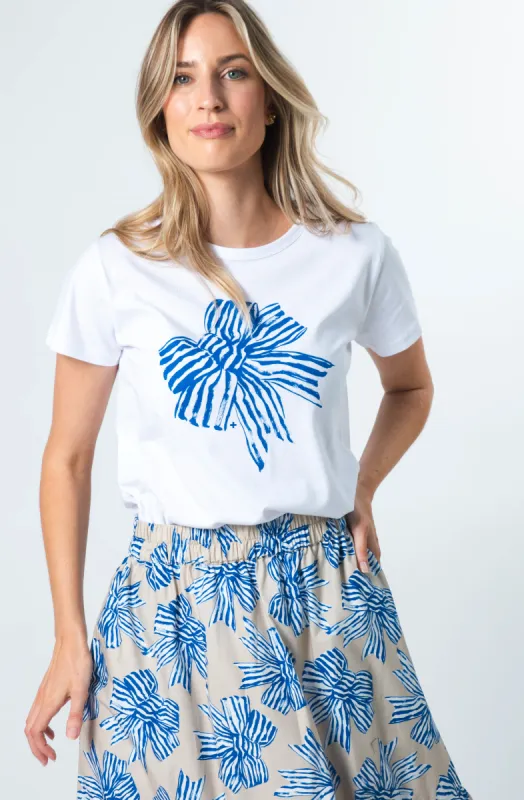 Stella + Gemma T-Shirt White Bowtiful Blue sold by Shine On
