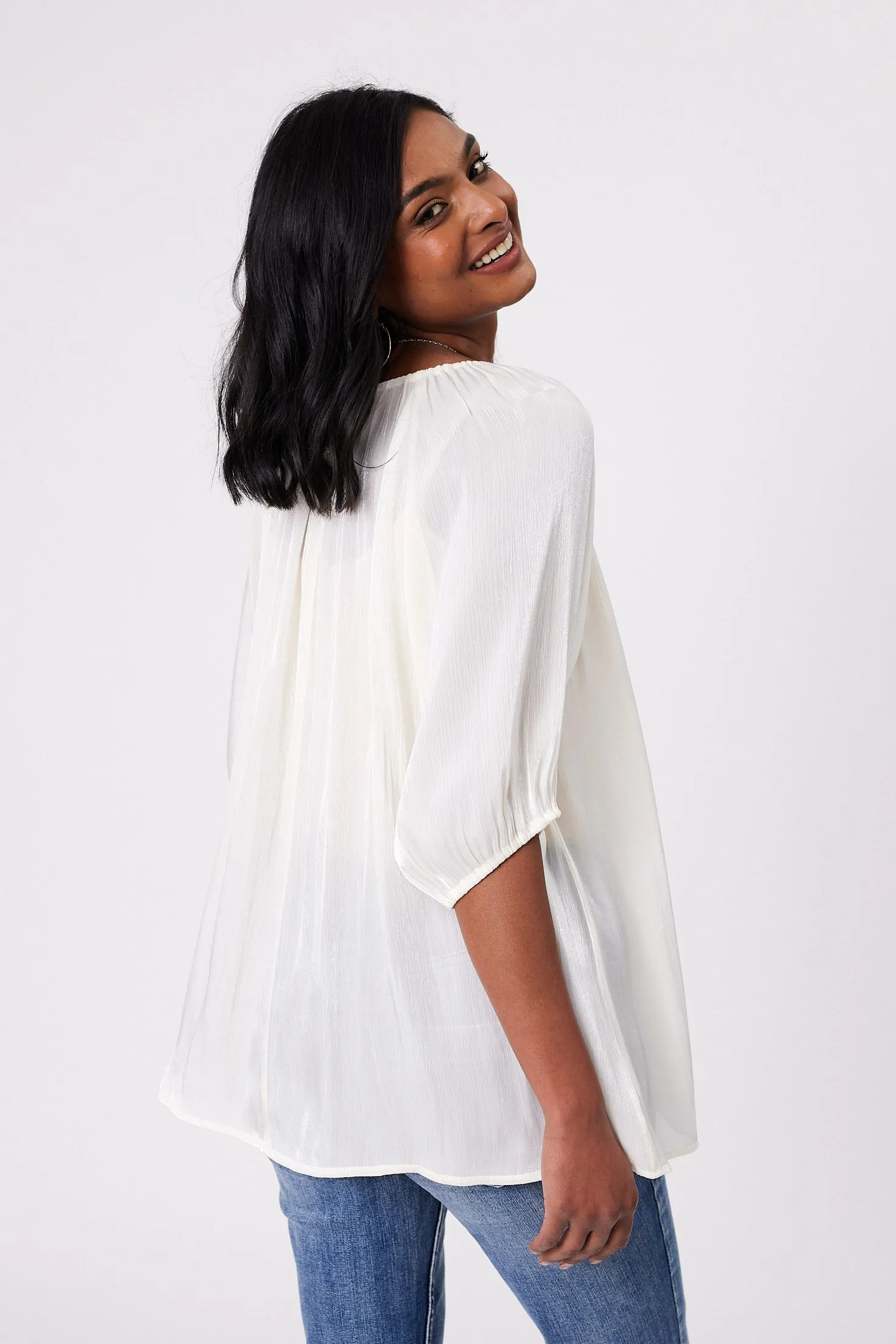 Gloss by Shine On Klein Crinkle Sheer Top Ivory sold by Shine On product image thumbnail 4