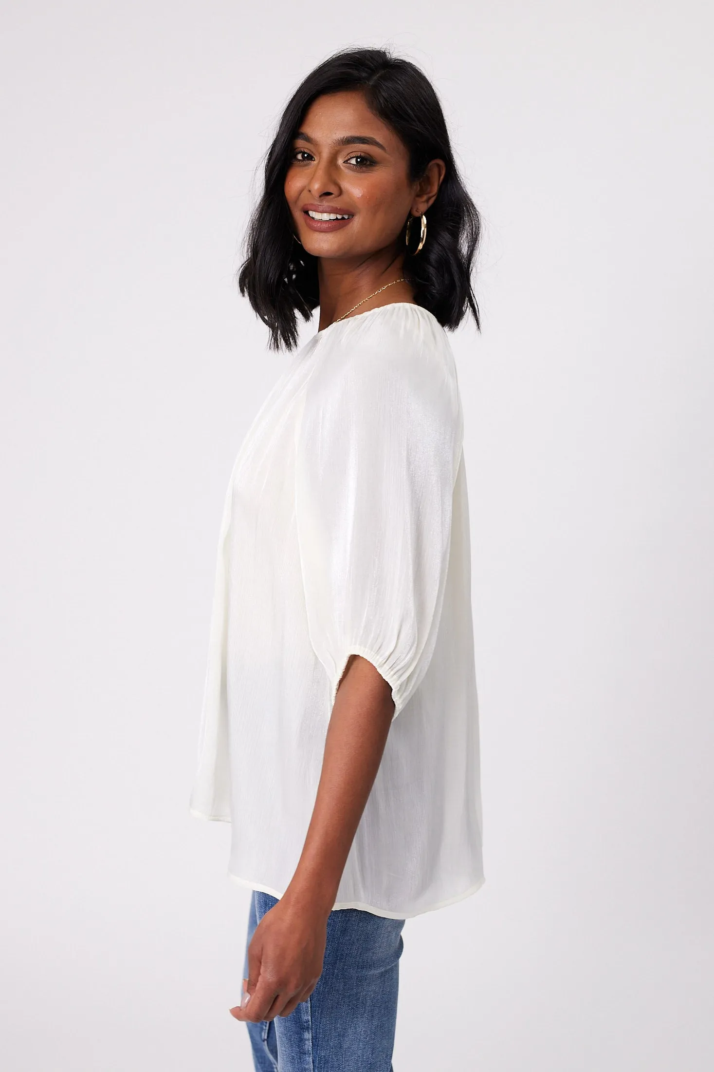 Gloss by Shine On Klein Crinkle Sheer Top Ivory sold by Shine On product image thumbnail 3