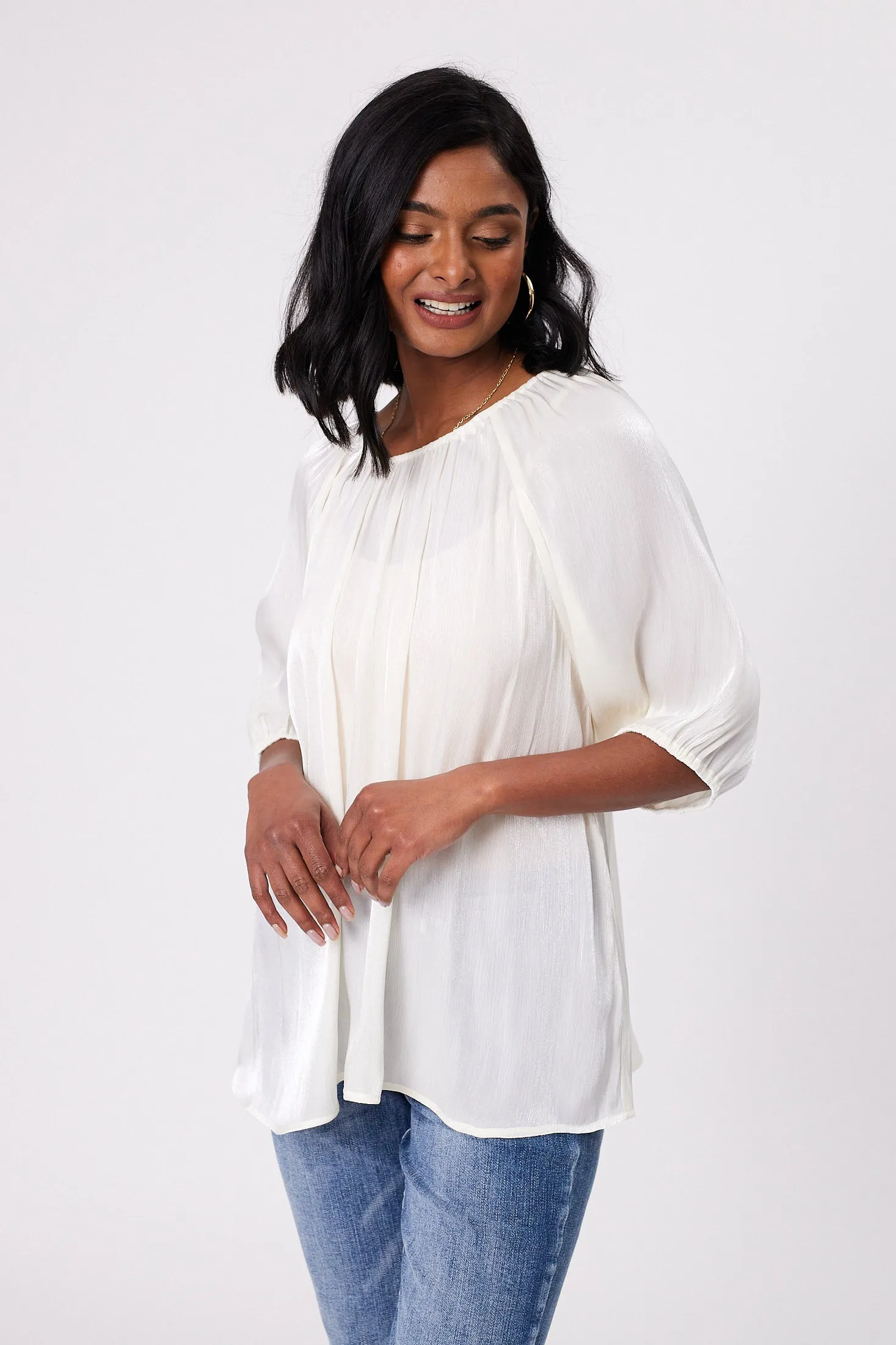 Gloss by Shine On Klein Crinkle Sheer Top Ivory sold by Shine On product image thumbnail 2