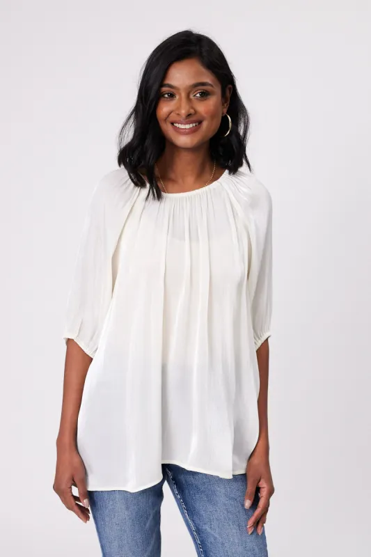 Gloss by Shine On Klein Crinkle Sheer Top Ivory sold by Shine On