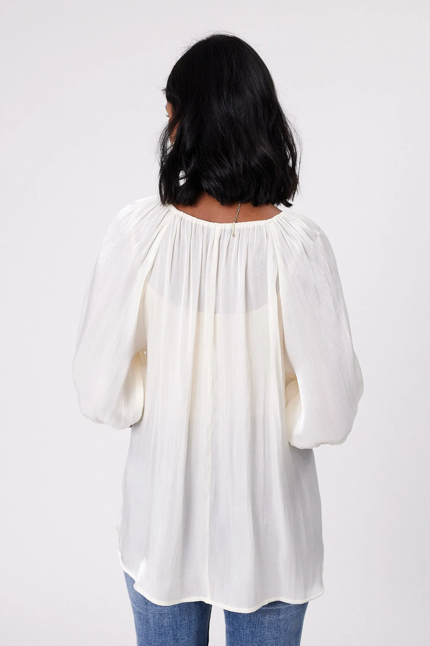 Gloss by Shine On Klein Crinkle Sheer Top Ivory sold by Shine On product image thumbnail 5