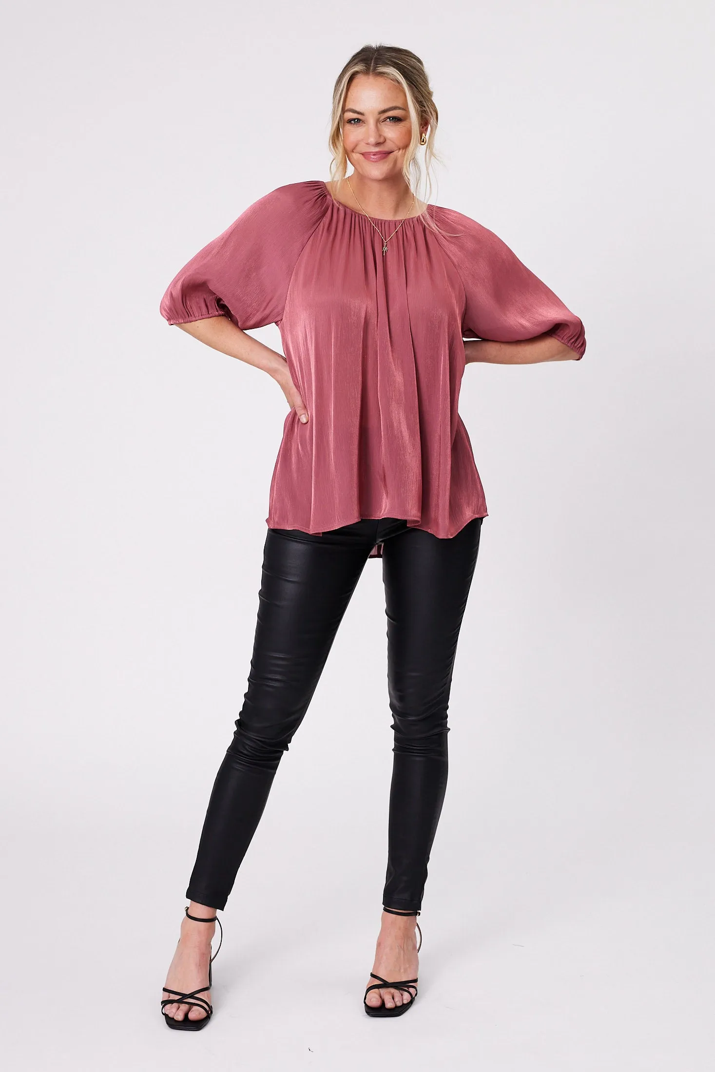 Gloss by Shine On Klein Crinkle Sheer Top Pink sold by Shine On product image thumbnail 4