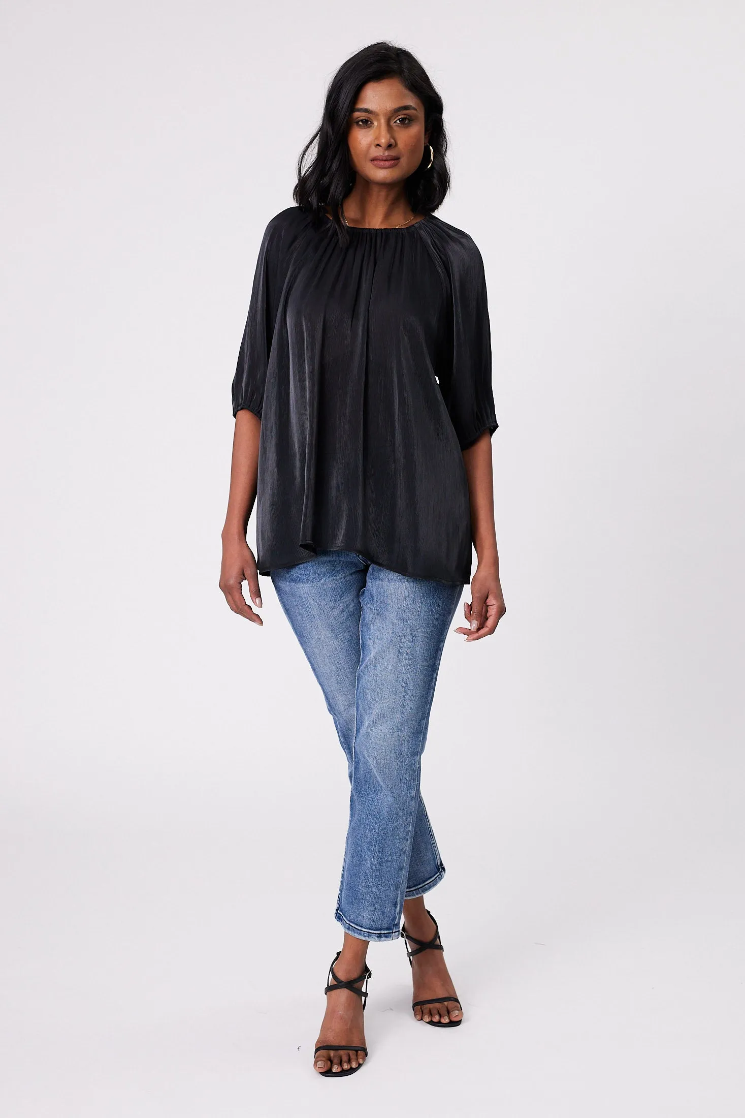 Gloss by Shine On Klein Crinkle Sheer Top Black sold by Shine On product image thumbnail 4