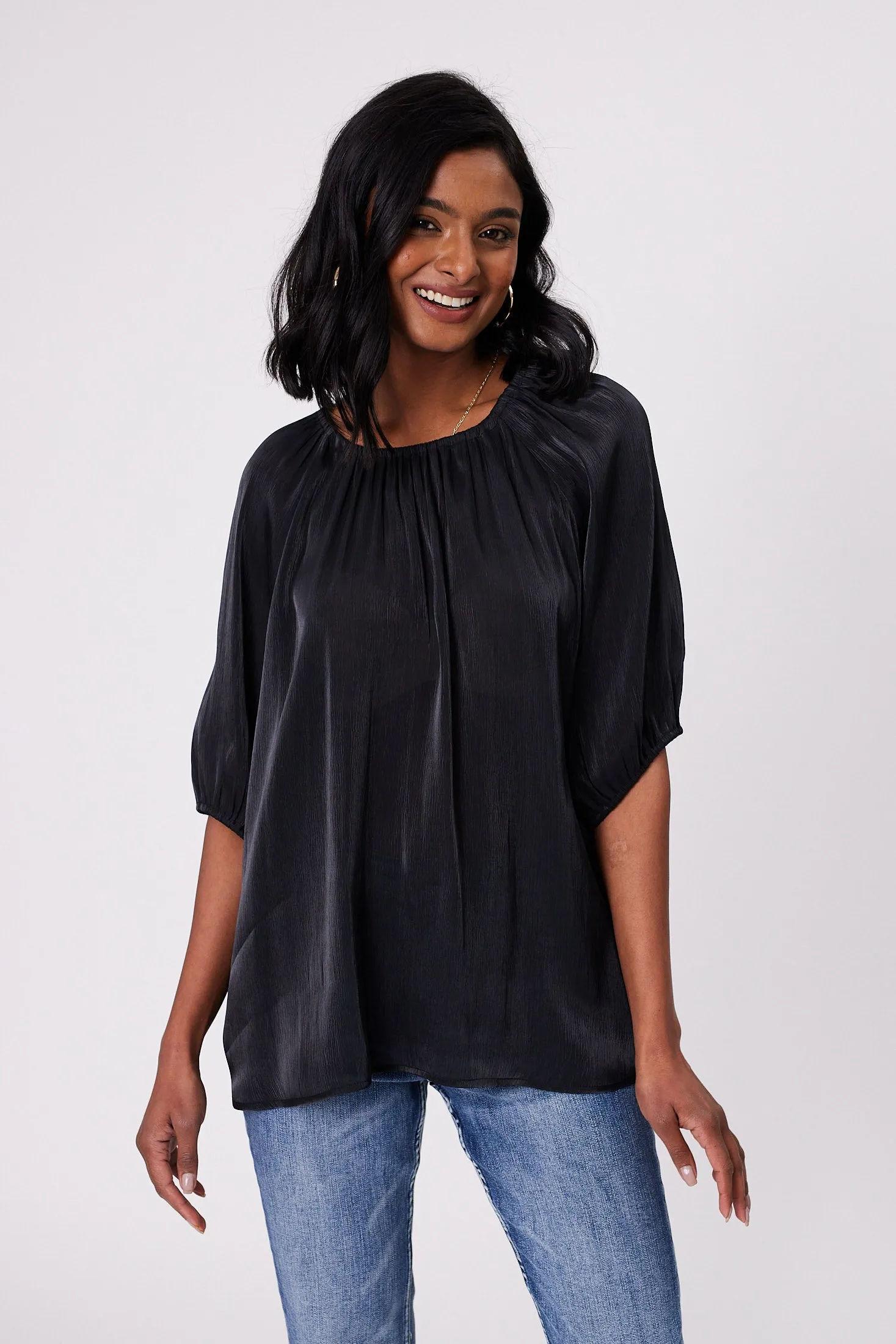 Gloss by Shine On Klein Crinkle Sheer Top Black sold by Shine On product image thumbnail 3