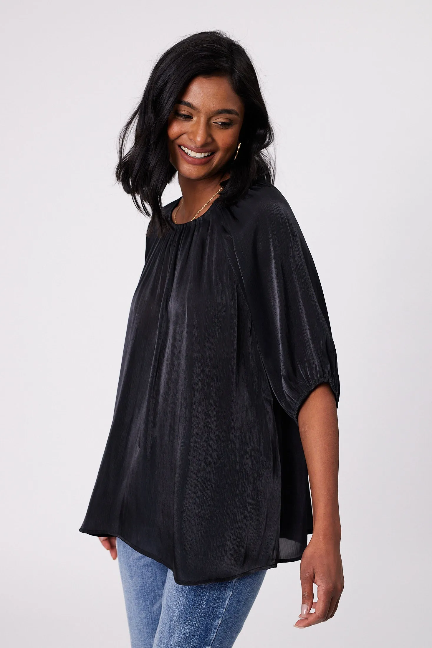 Gloss by Shine On Klein Crinkle Sheer Top Black sold by Shine On product image thumbnail 5