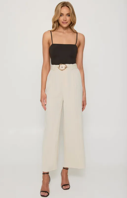 Style State High Waisted Pants with Gold Buckle Bone sold by Shine On