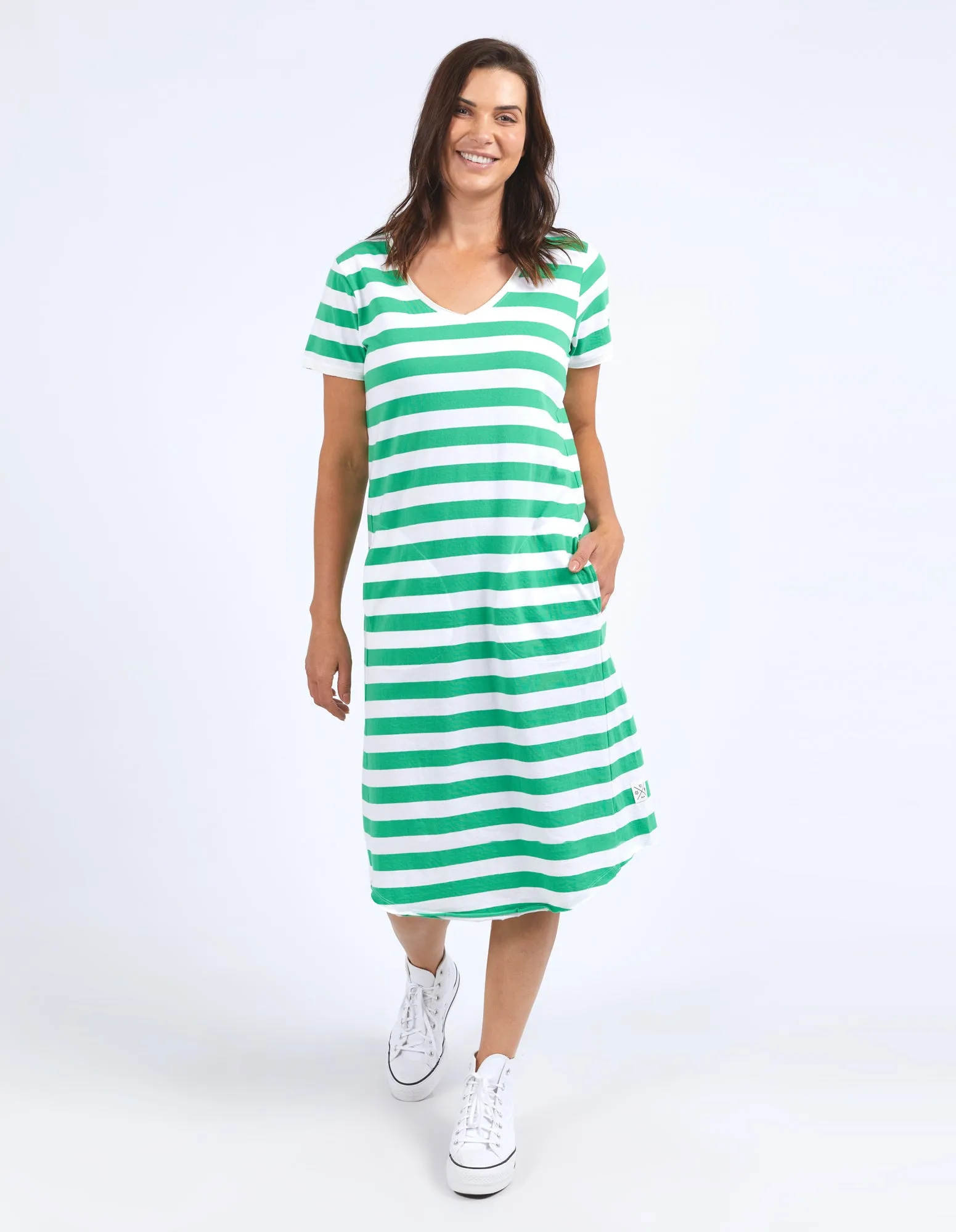 Elm Maeve Midi Dress Greenbriar & White Stripe sold by Shine On product image thumbnail 2
