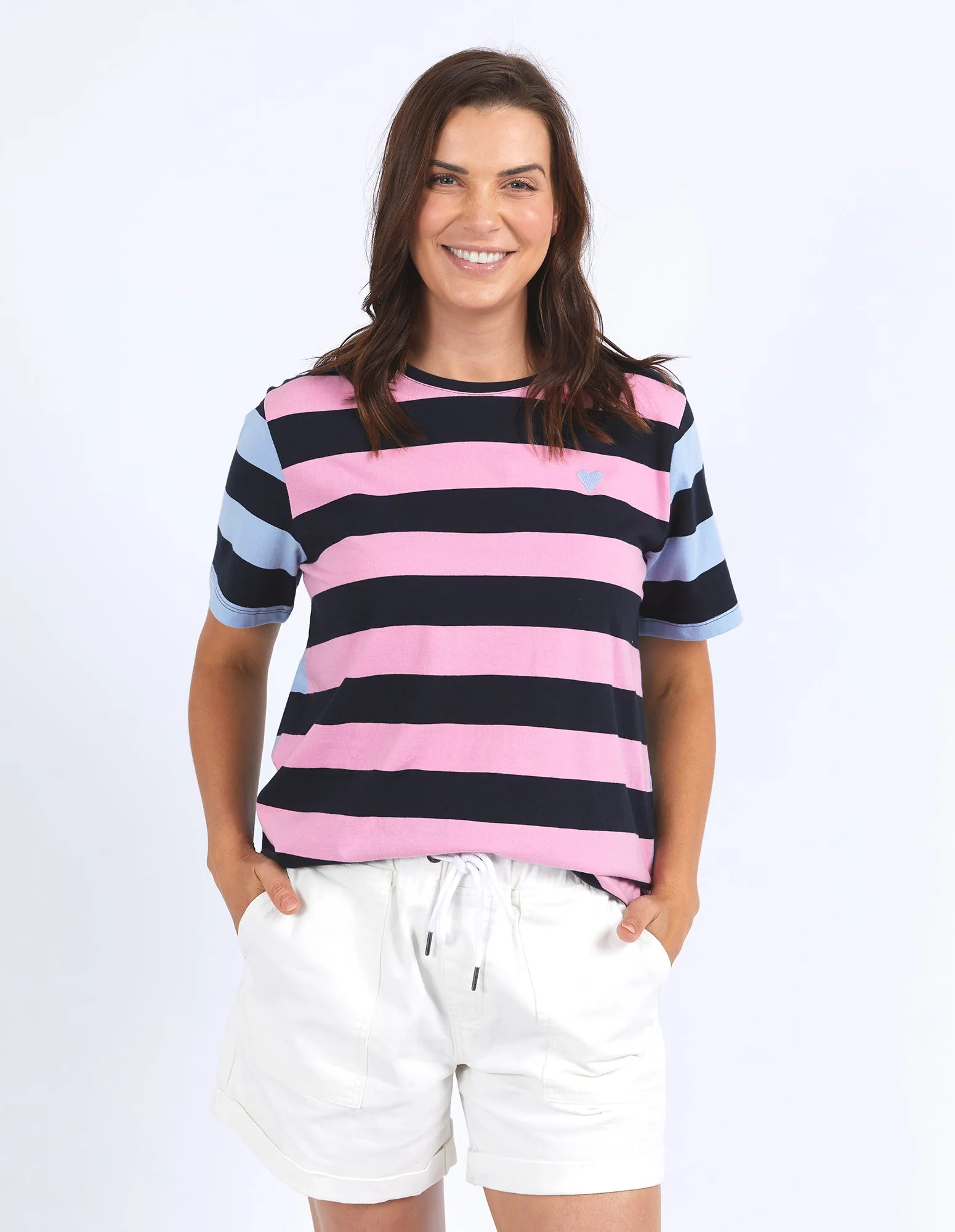 Elm Eden Stripe S/S Tee Blue/Navy & Pink/Navy Stripe sold by Shine On product image thumbnail 2