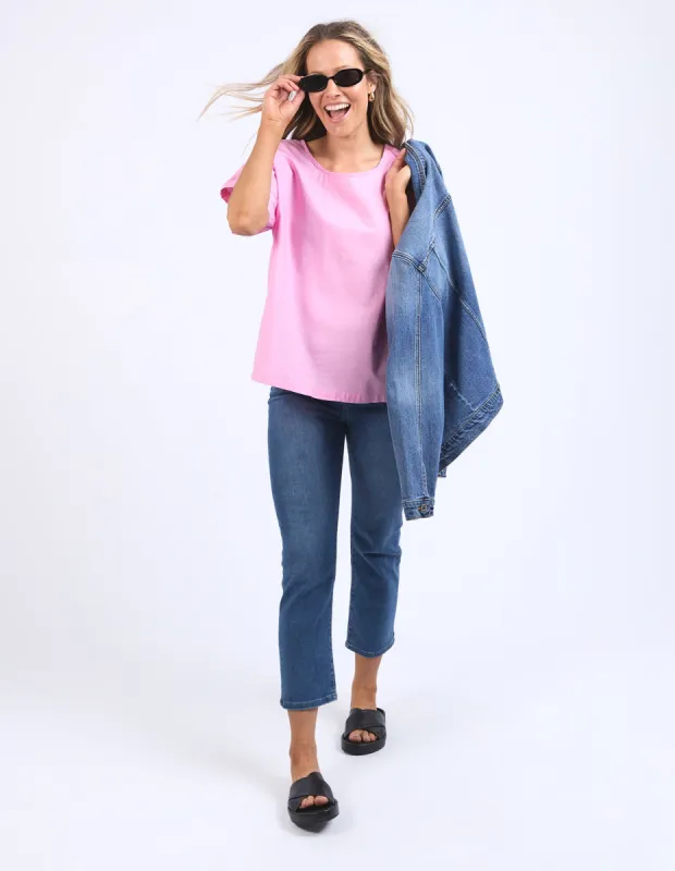 Elm Curtis Woven S/S Tee Strawberry Pink sold by Shine On