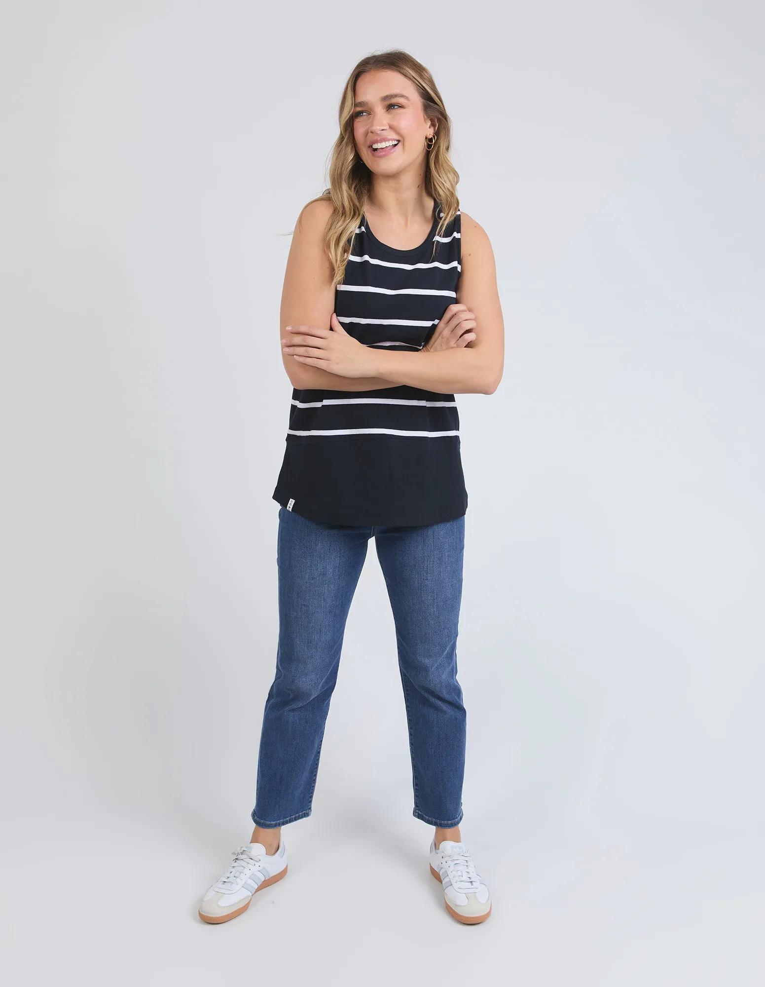 Elm Rib Tank Navy With White Stripe sold by Shine On product image thumbnail 2