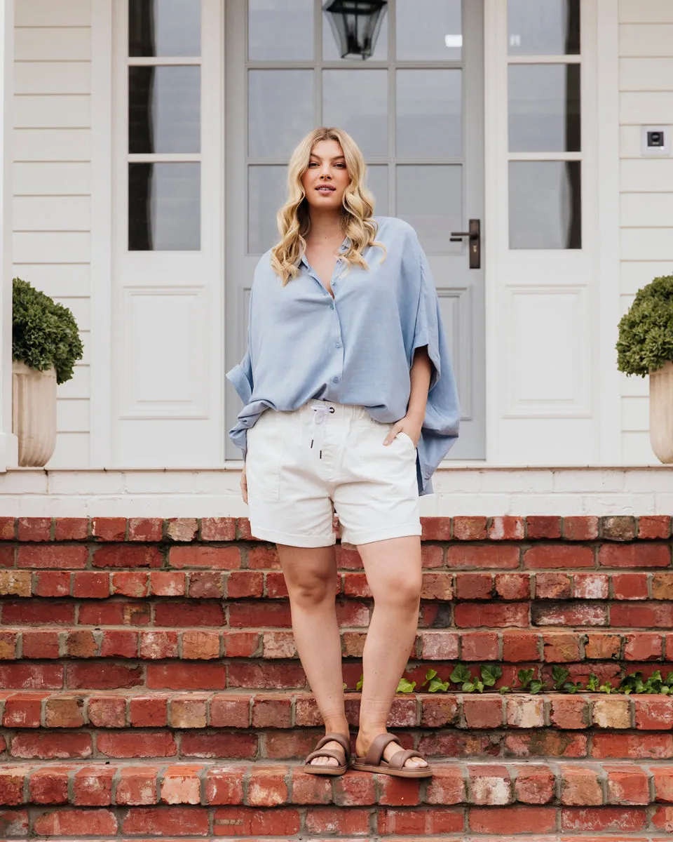 Elm Emma Relaxed Denim Short Vintage White sold by Shine On