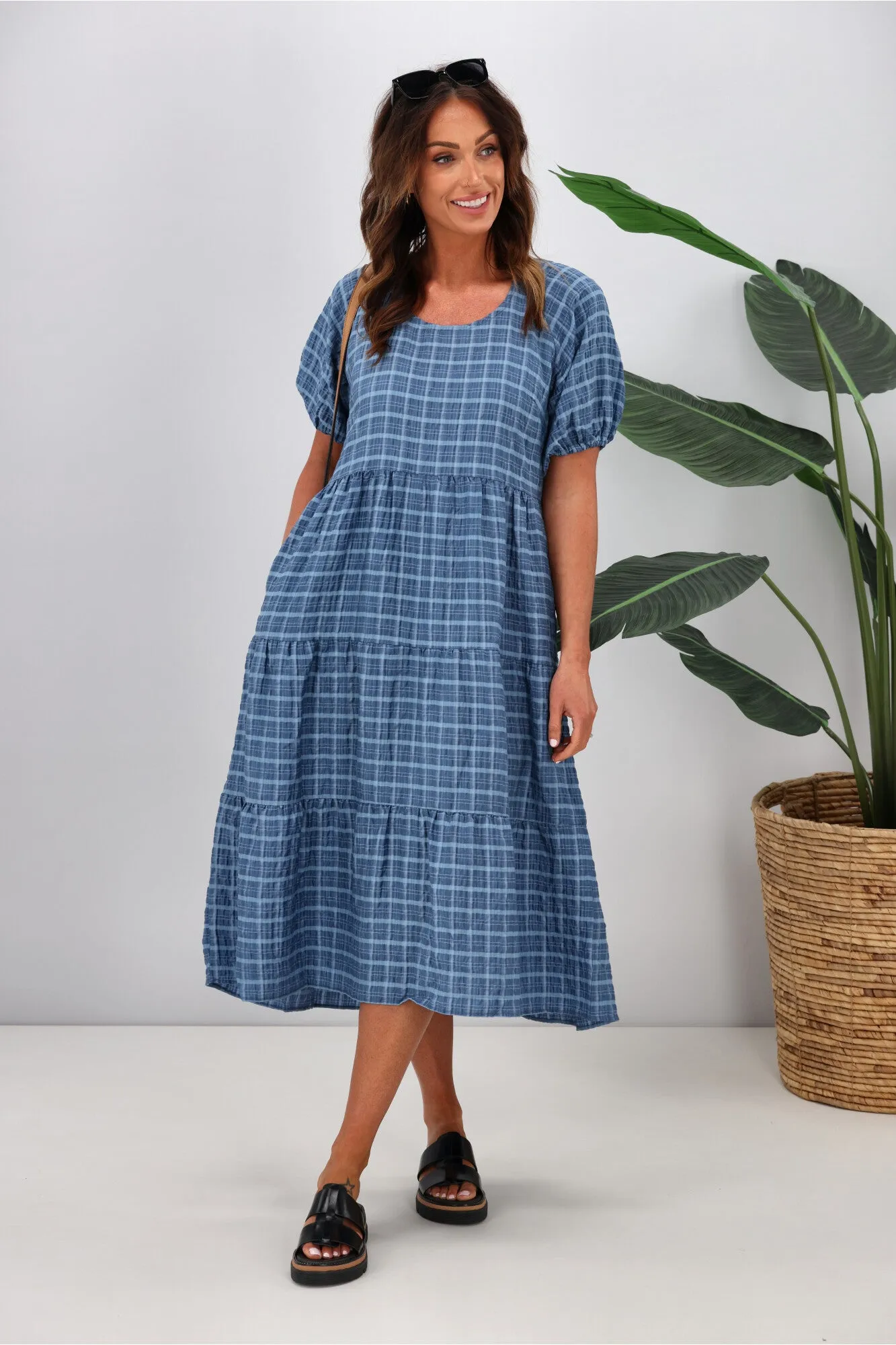 Shine On Label Odessa Tiered Midi Dress Denim Blue sold by Shine On product image thumbnail 3