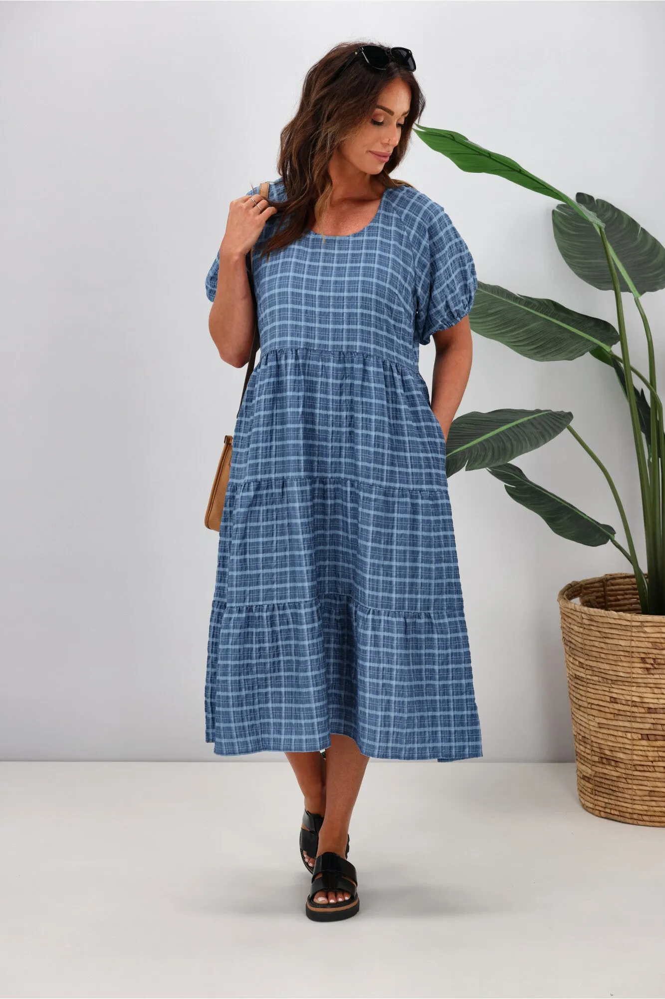 Shine On Label Odessa Tiered Midi Dress Denim Blue sold by Shine On product image thumbnail 5