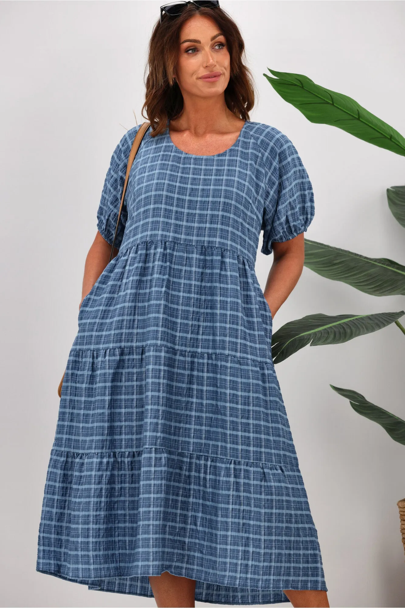 Shine On Label Odessa Tiered Midi Dress Denim Blue sold by Shine On product image thumbnail 2