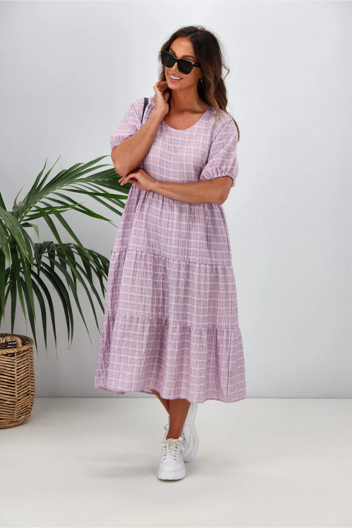 Shine On Label Odessa Tiered Midi Dress Lilac sold by Shine On product image thumbnail 5
