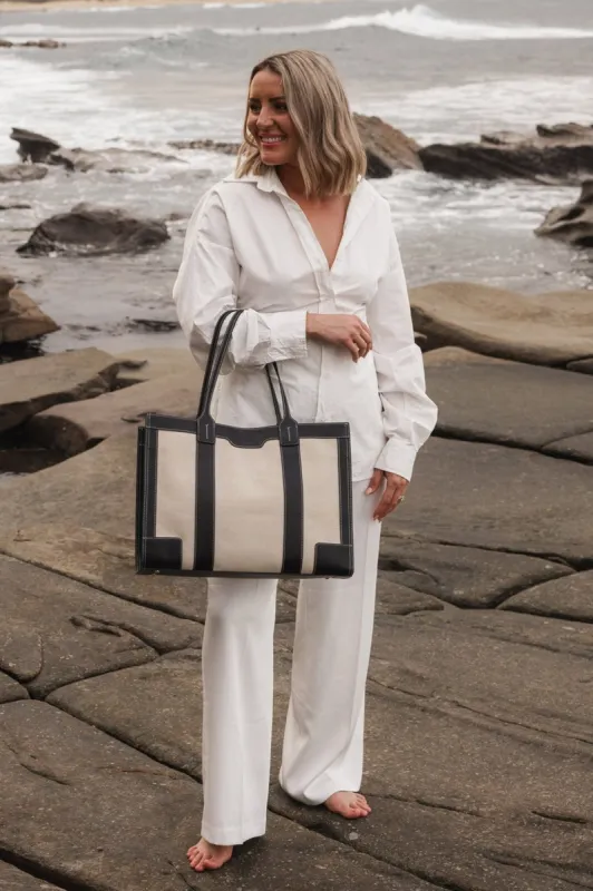 Louenhide Toorak Canvas Tote Bag Natural Black made by Shine On