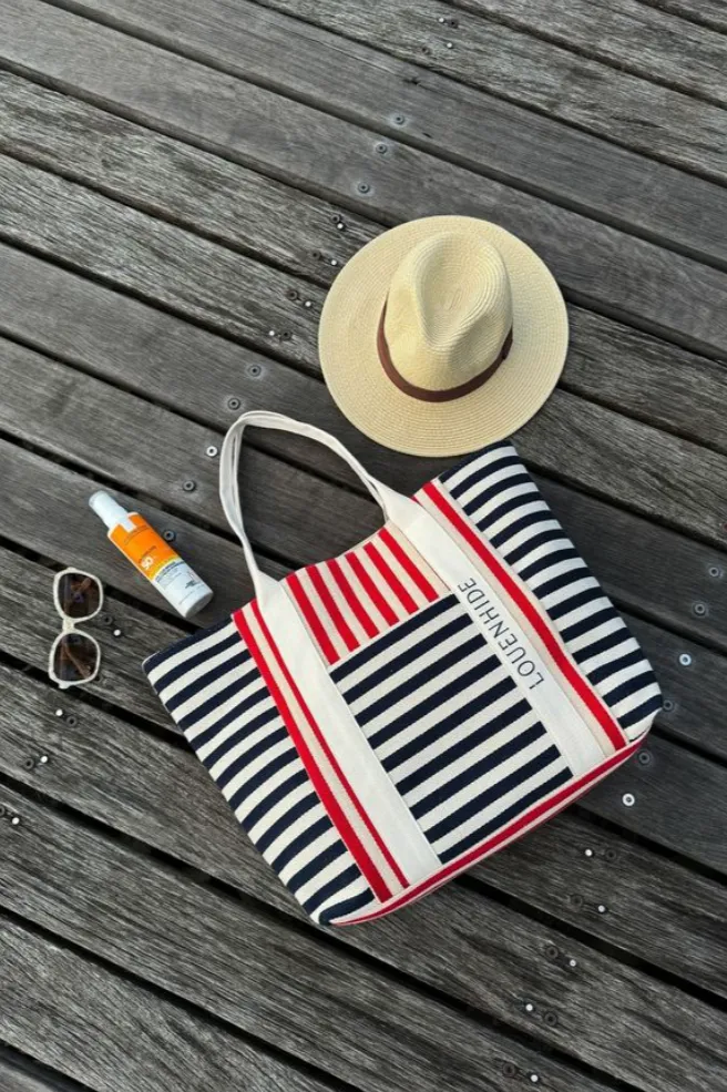 Louenhide Sorrento Canvas Beach Bag Navy Red sold by Shine On product image thumbnail 3