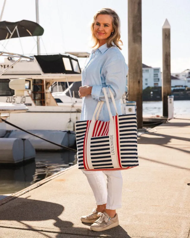 Louenhide Sorrento Canvas Beach Bag Navy Red sold by Shine On