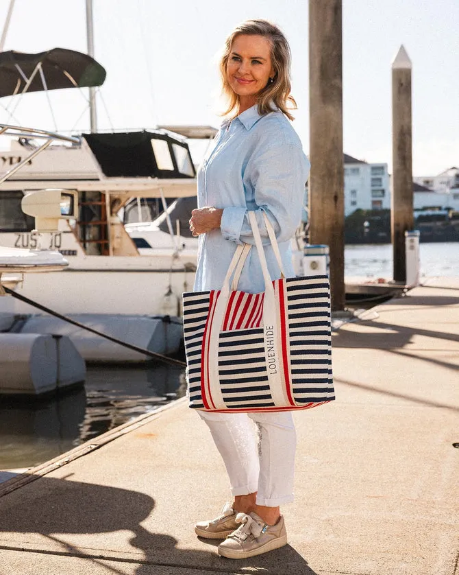 Louenhide Sorrento Canvas Beach Bag Navy Red sold by Shine On