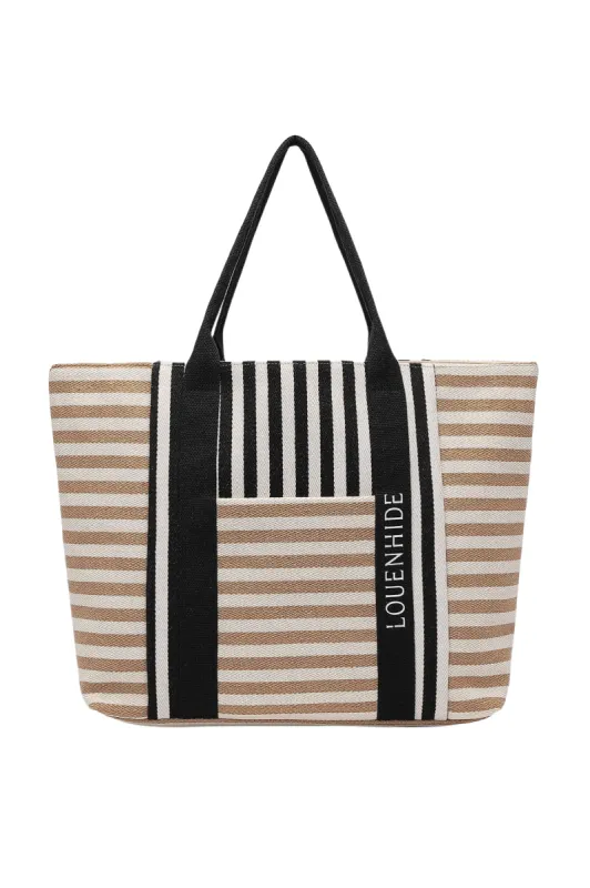 Louenhide Sorrento Canvas Beach Bag Taupe Black sold by Shine On