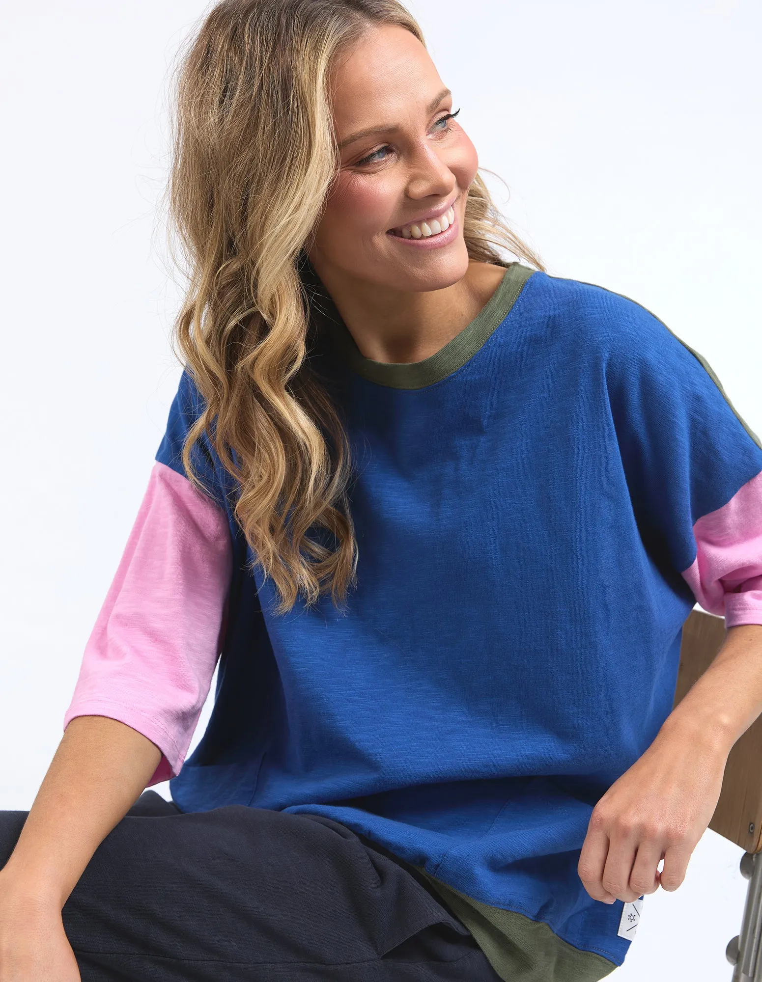Elm Mazie Colour Block Sweat China Blue/Pretty Pink/Clover sold by Shine On product image thumbnail 2