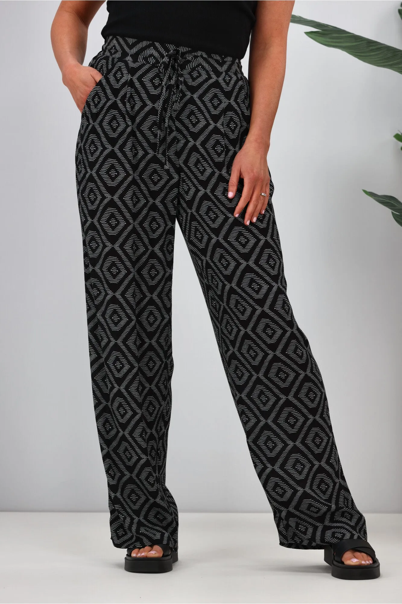 Shine On Label Sakura Printed Wide Leg Pants Black sold by Shine On product image thumbnail 2