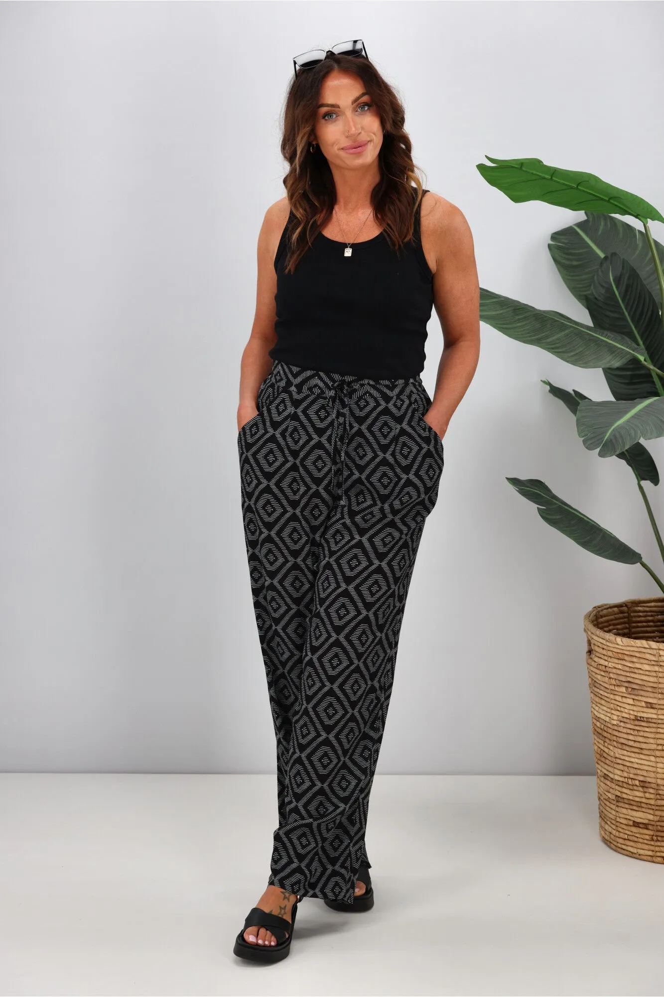 Shine On Label Sakura Printed Wide Leg Pants Black sold by Shine On product image thumbnail 3