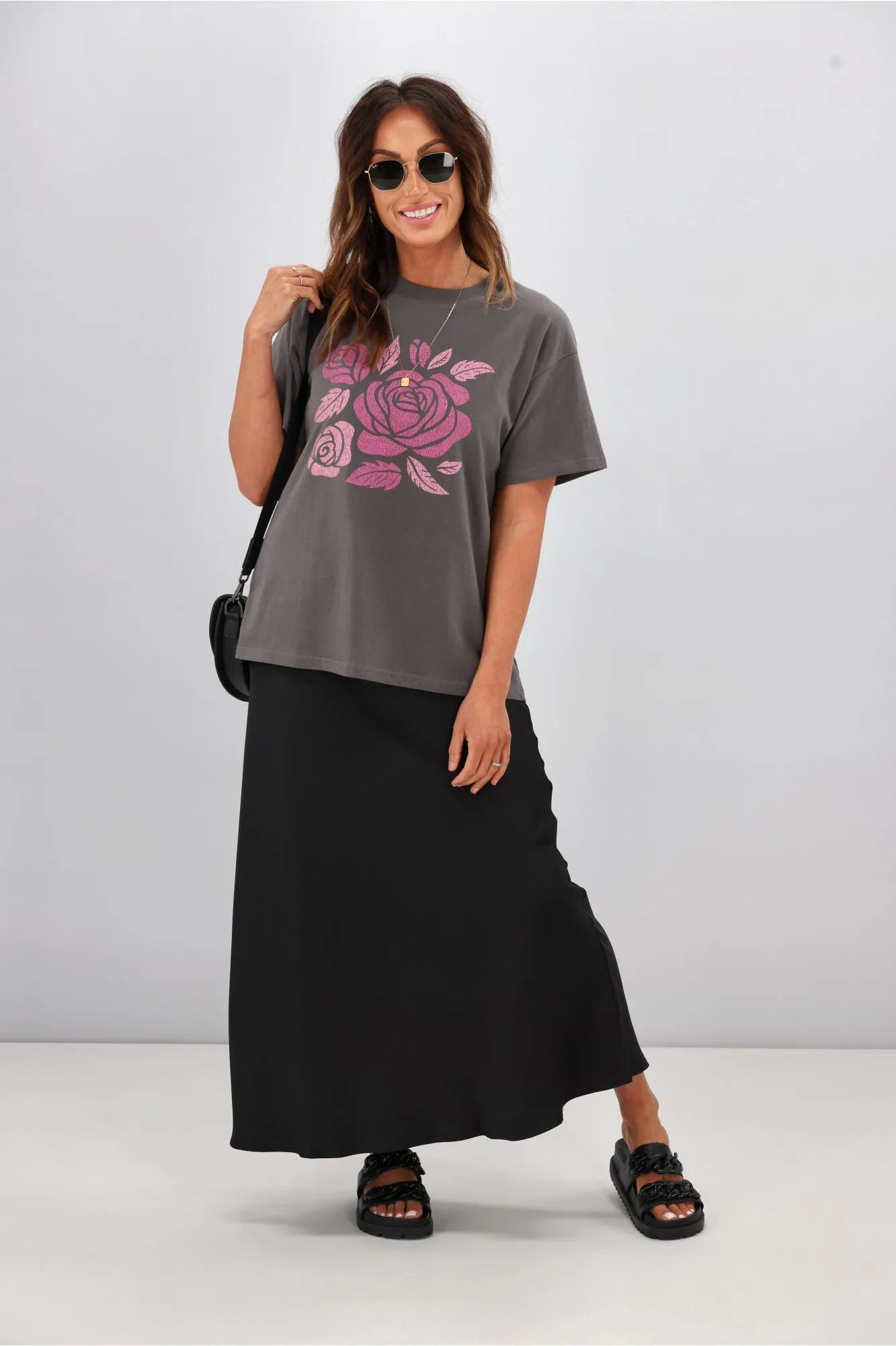 Shine On Label Hazel Satin Midi Skirt Black sold by Shine On product image thumbnail 4