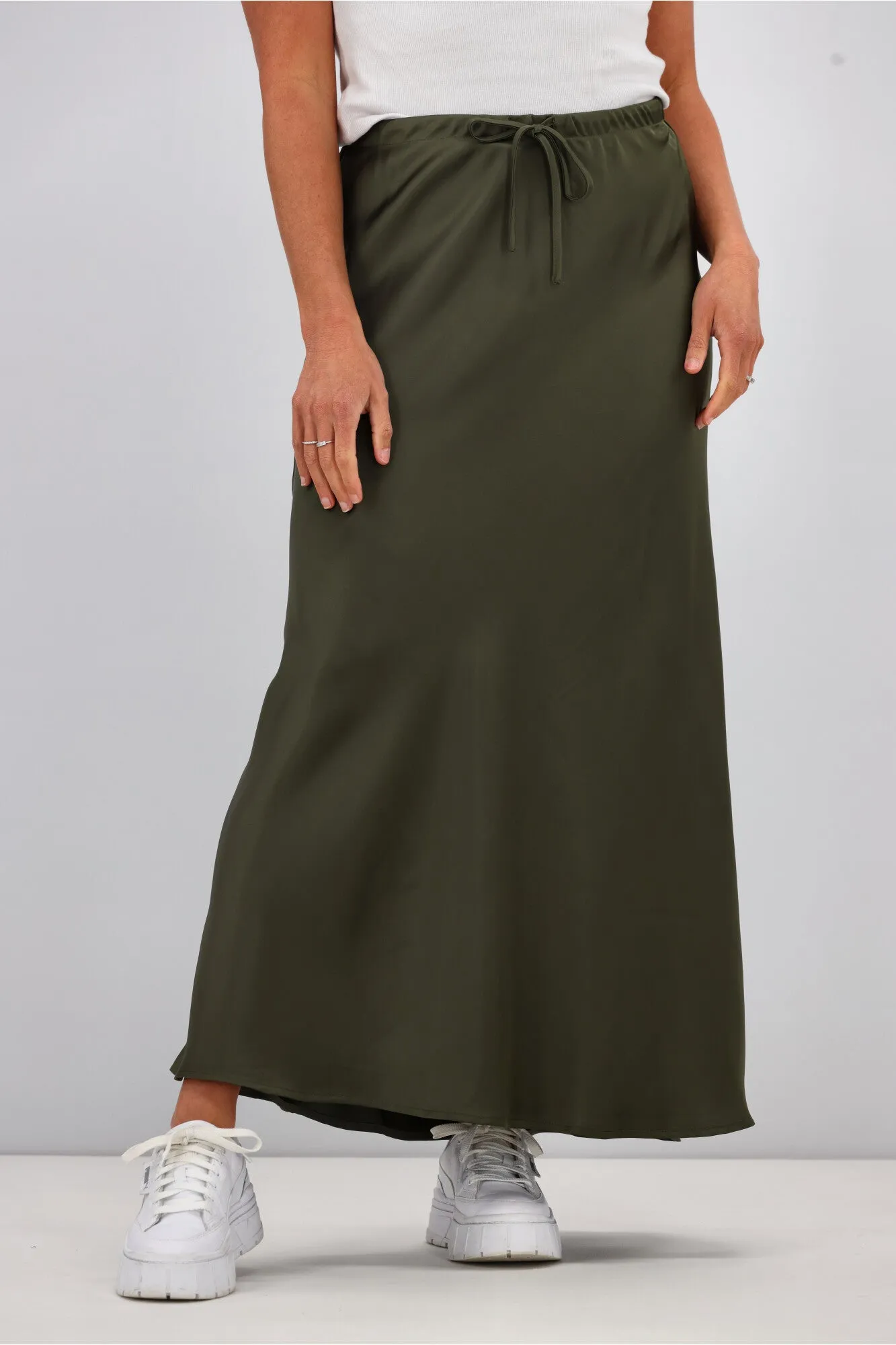Shine On Label Hazel Satin Midi Skirt Olive sold by Shine On product image thumbnail 2