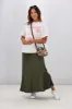 Shine On Label Hazel Satin Midi Skirt Olive sold by Shine On