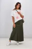 Shine On Label Hazel Satin Midi Skirt Olive sold by Shine On