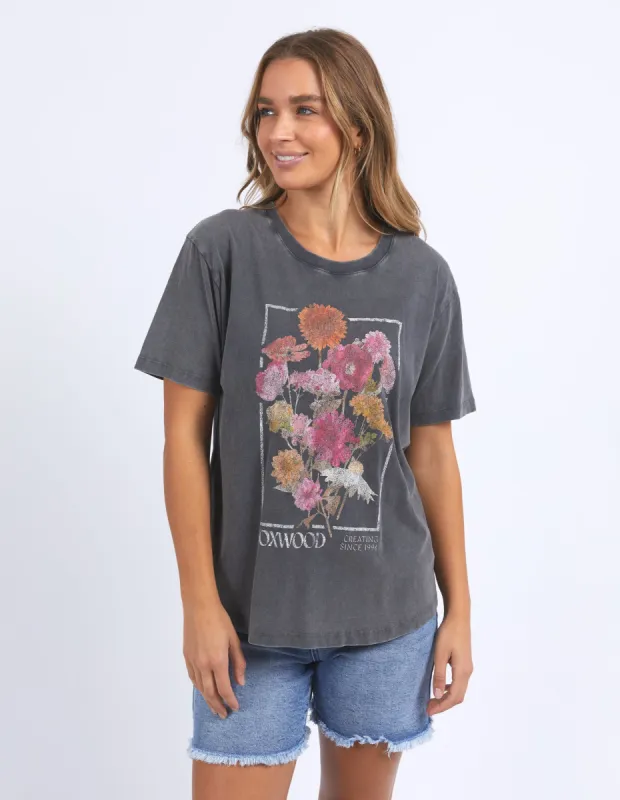 Foxwood In Bloom Tee Washed Black sold by Shine On