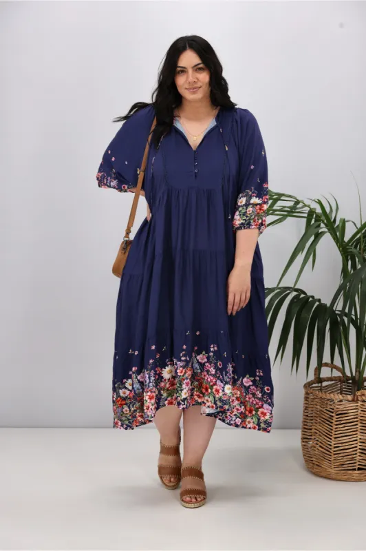 Sunday Boho Zephyr Dress Navy Floral sold by Shine On