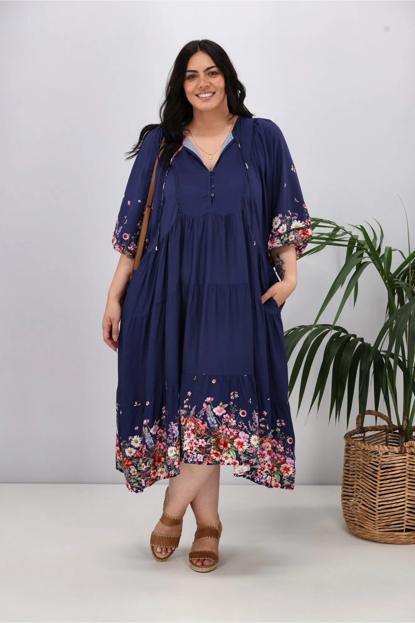 Sunday Boho Zephyr Dress Navy Floral sold by Shine On product image thumbnail 5