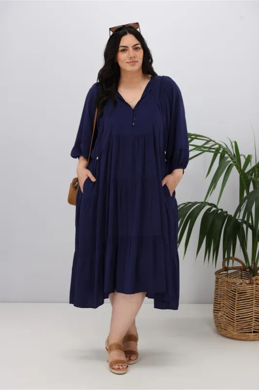 Boho Australia Harley Dress Navy sold by Shine On