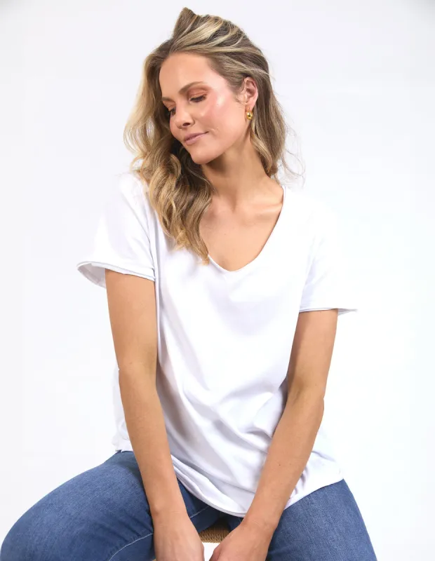 Elm Pima Vee Tee White sold by Shine On