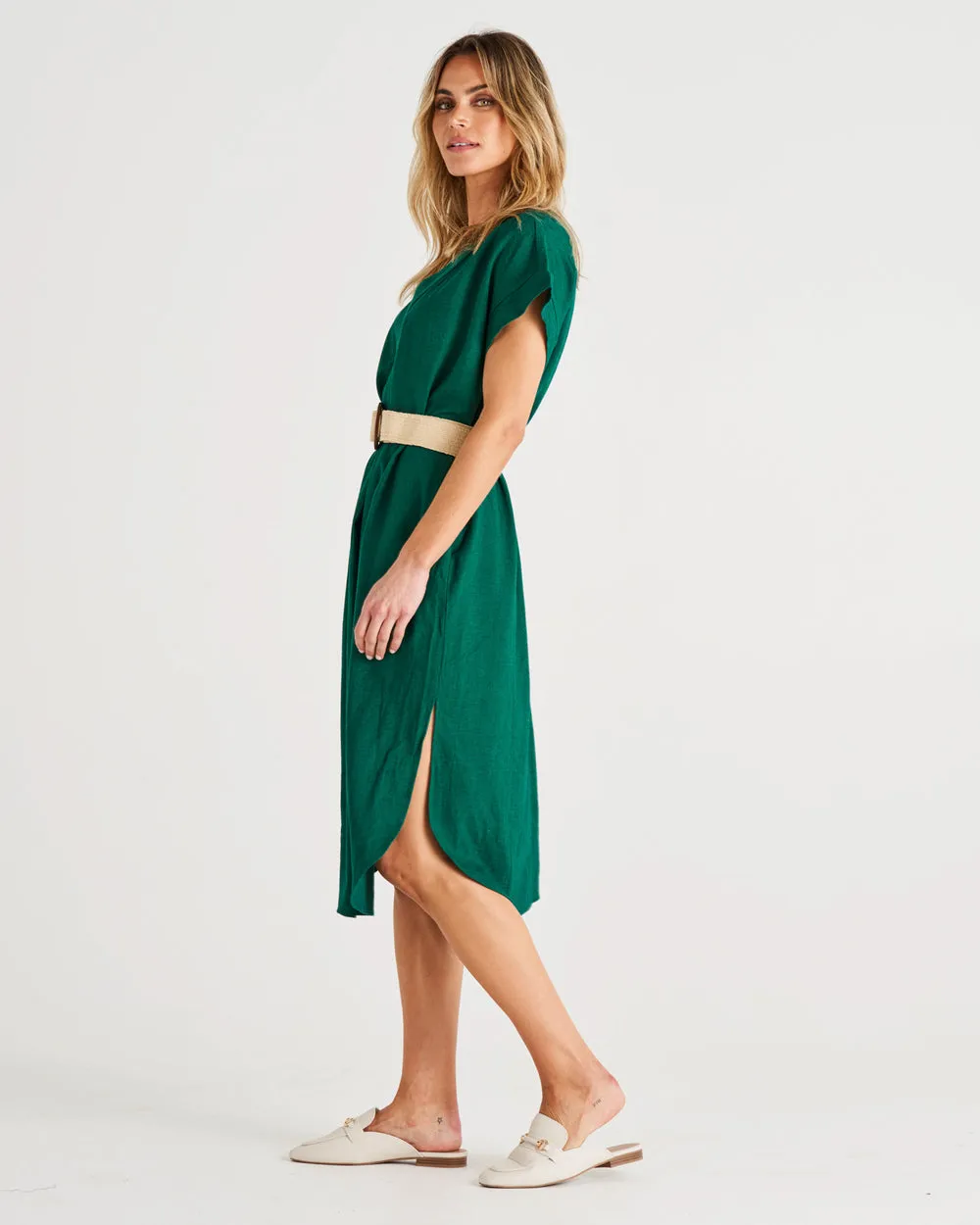 Betty Basics Roma Linen Dress Hunter Green sold by Shine On product image thumbnail 2
