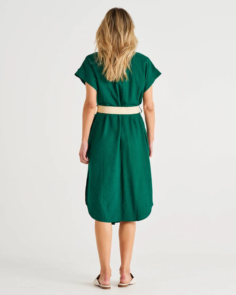 Betty Basics Roma Linen Dress Hunter Green sold by Shine On product image thumbnail 4