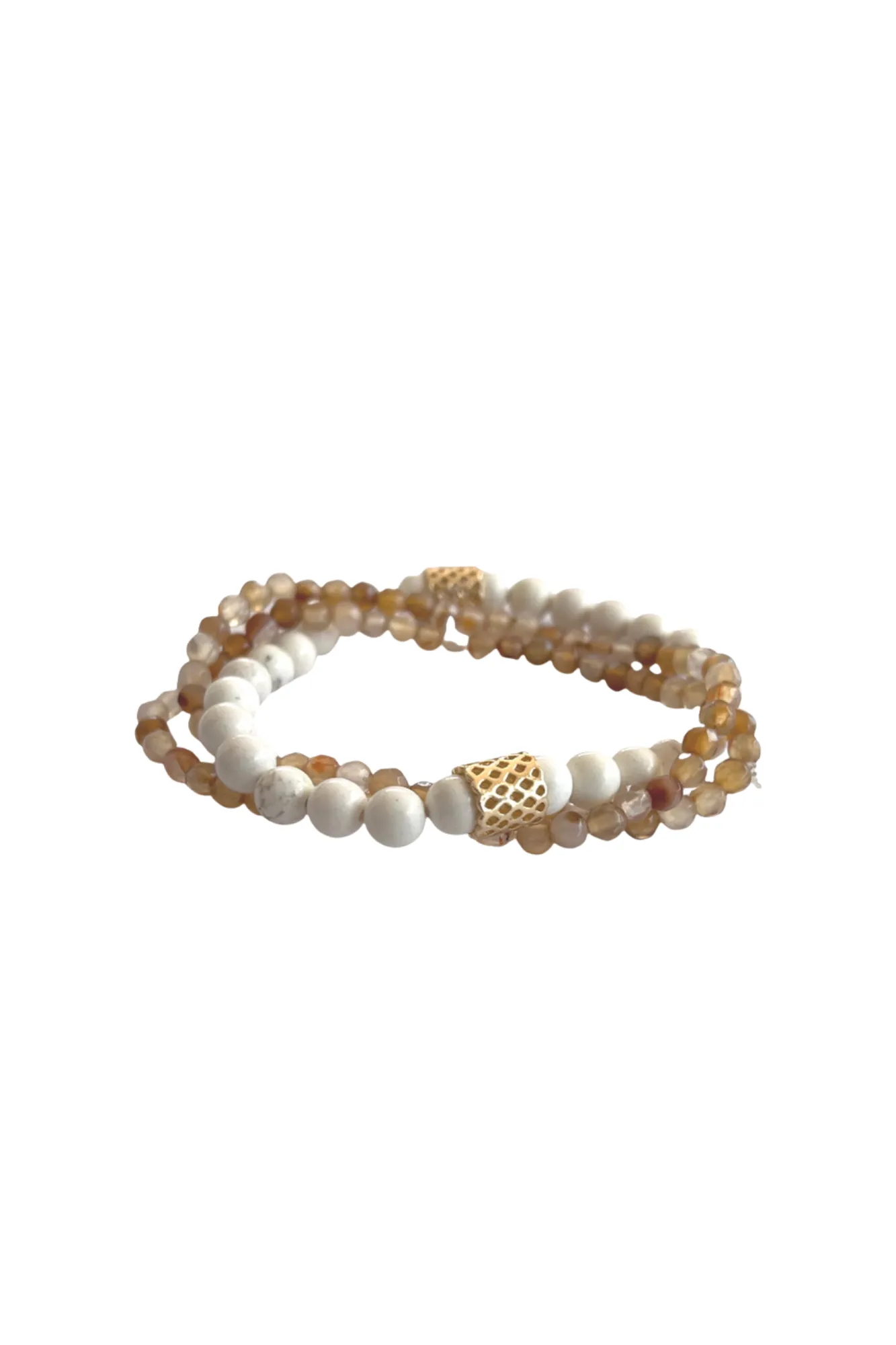 Lindi Kingi Beaded Bracelet Cinnamon and cream howilte with charm sold by Shine On