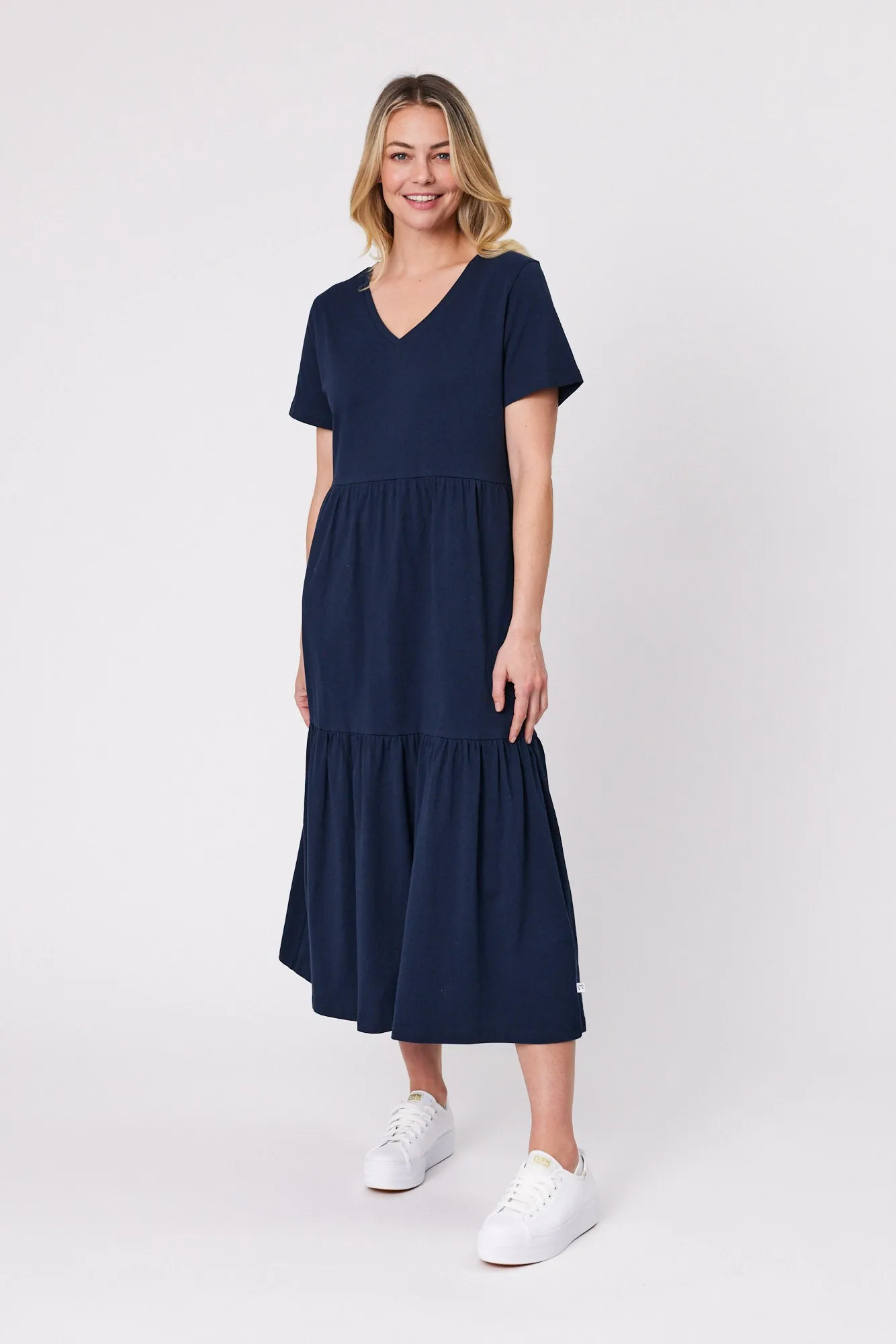 Shine On Essentials Tiered Midi Dress Navy sold by Shine On product image thumbnail 4