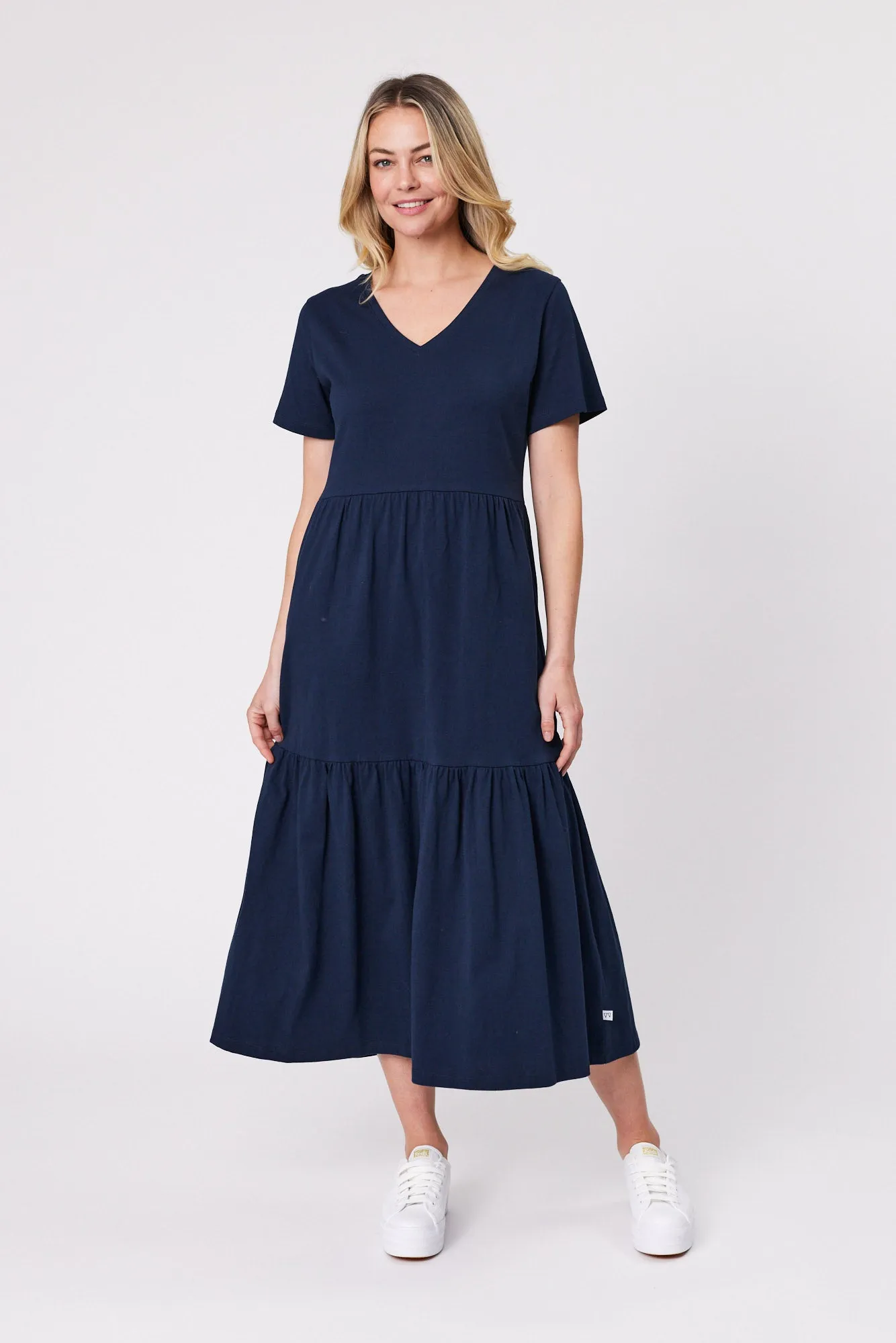 Shine On Essentials Tiered Midi Dress Navy sold by Shine On product image thumbnail 5